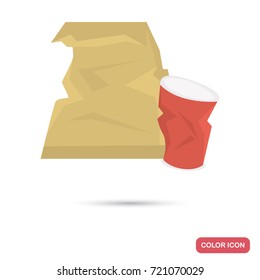 Paper garbage color flat icon