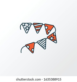 Paper garland icon colored line symbol. Premium quality isolated bunting element in trendy style.