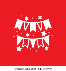 paper garland icon vector, filled flat sign, solid pictogram isolated on red, logo illustration
