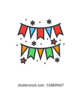 paper garland line icon, filled outline vector sign, linear colorful pictogram isolated on white. logo illustration