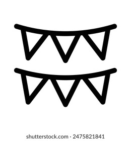 Paper garland vector icon on white background. Festive wreath icon. Triangular flags
