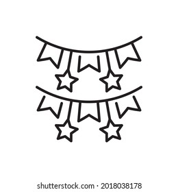 Paper garland vector outline icon style illustration. EPS 10 file 