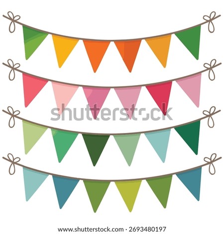 Paper garlands holiday decor vector isolated white background