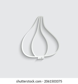 paper garlic icon - vector sign 