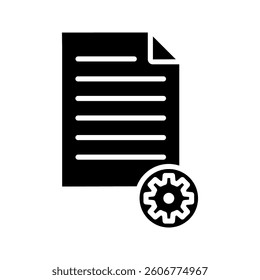 Paper and gear icon. Project management concept line style. Technical support check list with cog. Software development concept. Vector illustration for web and app. EPS 10