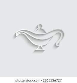 paper genie lamp icon vector Alladin lamp