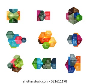 Paper geometric abstract infographic layouts. Vector business templates