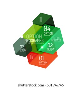 Paper geometric abstract infographic layouts. Vector business templates