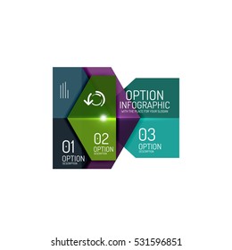Paper geometric abstract infographic layouts. Vector business templates
