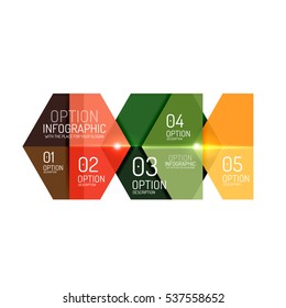 Geometrische, abstrakte Infografik-Layouts aus Papier. Vektor-Geschäftsvorlagen