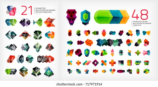 Plantillas de banner geométrico de papel. Mega colección de vectores