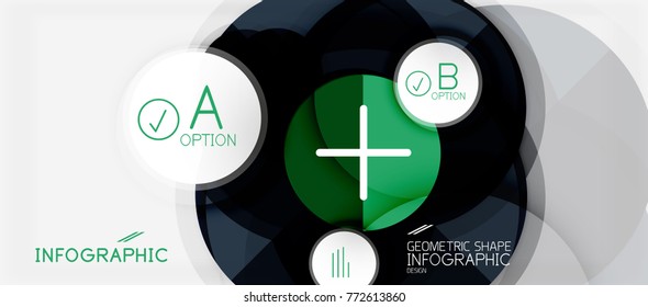 Paper geometric circle banner template, vector modern infographics abstract background