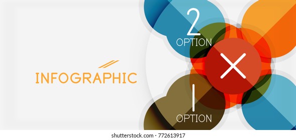 Plantilla de banner de círculo geométrico de papel, fondo abstracto de infografías modernas vectoriales