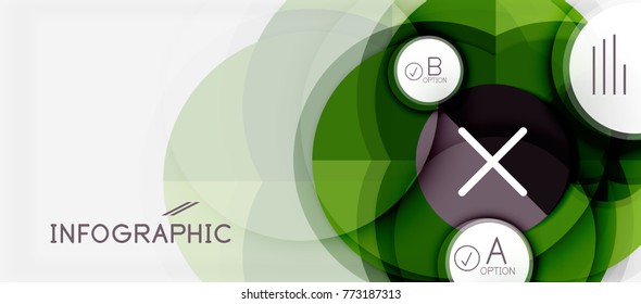 Plantilla de banner de círculo geométrico de papel, fondo abstracto de infografías modernas vectoriales