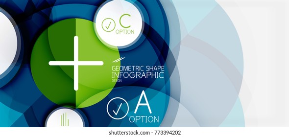Plantilla de banner de círculo geométrico de papel, fondo abstracto de infografías modernas vectoriales