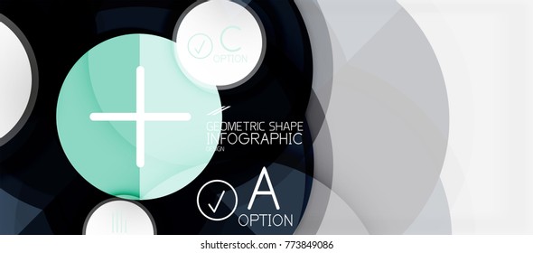 Paper geometric circle banner template, vector modern infographics abstract background