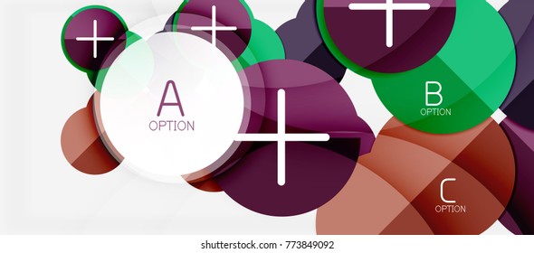 Plantilla de banner de círculo geométrico de papel, fondo abstracto de infografías modernas vectoriales