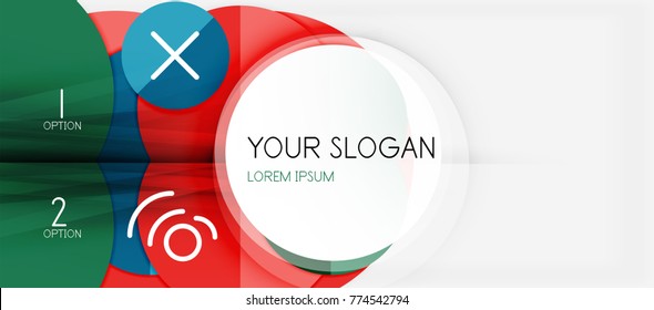 Paper geometric circle banner template, vector modern infographics abstract background