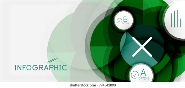 Plantilla de banner de círculo geométrico de papel, fondo abstracto de infografías modernas vectoriales