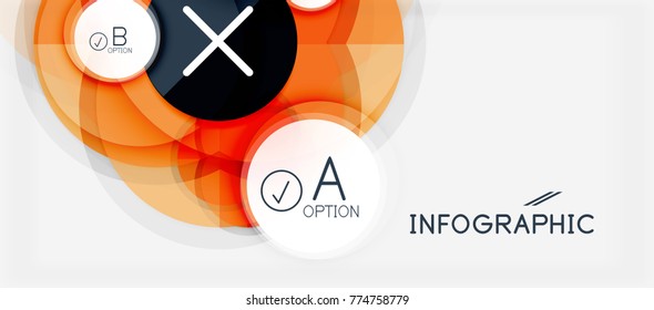 Plantilla de banner de círculo geométrico de papel, fondo abstracto de infografías modernas vectoriales