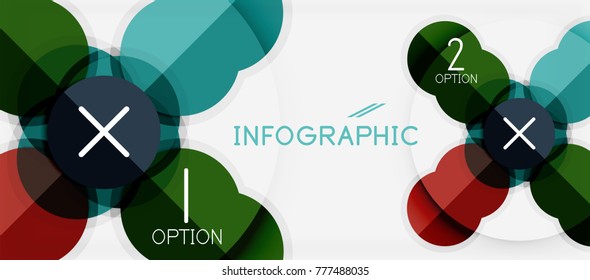 Plantilla de banner de círculo geométrico de papel, fondo abstracto de infografías modernas vectoriales