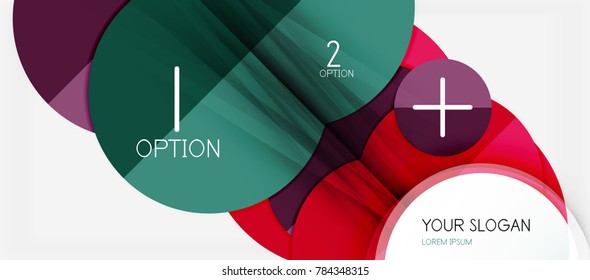 Plantilla de banner de círculo geométrico de papel, fondo abstracto de infografías modernas vectoriales
