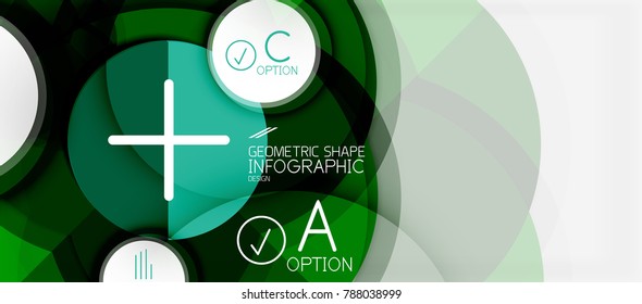 Paper geometric circle banner template, vector modern infographics abstract background