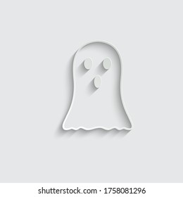 paper ghost icon Halloween cartoon scary ghost