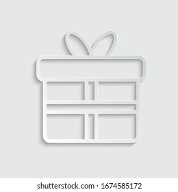 caja de regalo de papel - estilo de línea de icono del vector negro