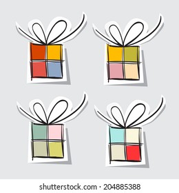 Paper Gift Box Set on Grey Background