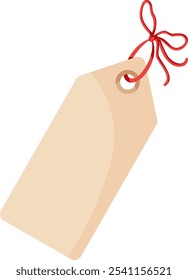Rótulo de presente de papel com arco para presente. Ilustração de vetor de desenho manual