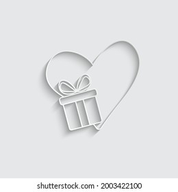 paper gift vector gift sign with heart