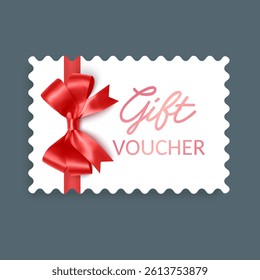 Paper gift voucher with red bow