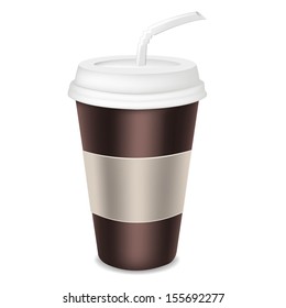 Vidrio De Papel Para Café Con Malla De Gradiente, Ilustración Vectorial