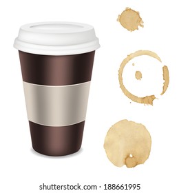 Paper Glass For Coffee, With Gradient Mesh, Vector Illustration