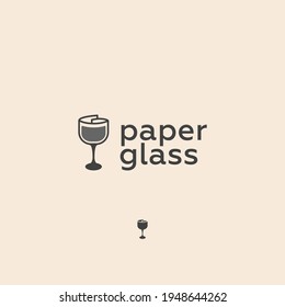 paper and glass logo clean simple, minimalist and modern
