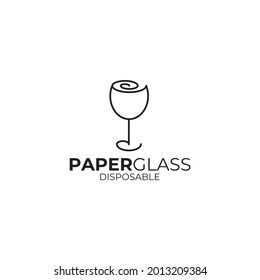 Paper glass logo design vector template