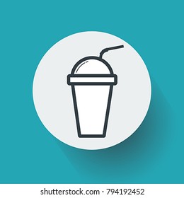 Paper glass. Milkshake drink cocktail icon. Dessert. Vector illustration 10