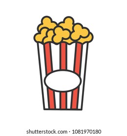 Paper glass with popcorn color icon. Pop corn. Isolated vector illustration