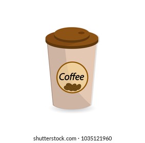 
A paper glassful (container) with hot coffee. Icon. 