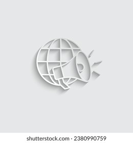 paper global loudspeaker icon vector megaohone sign