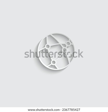 paper Global social network icon vector