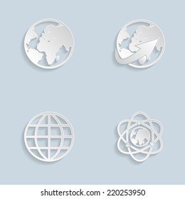Paper Globe earth icons set