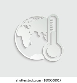 paper Globe icon Global temperature - black vector icon with shadow