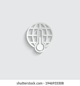 paper Globe icon Global temperature - black vector icon with shadow