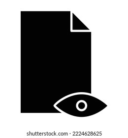 Paper glyph icon illustration with eye. suitable for viewed document, viewed file. icon related to document, file. Simple vector design editable. Pixel perfect at 32 x 32