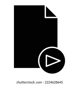 Paper glyph icon illustration with play. suitable for play video. icon related to file. Simple vector design editable. Pixel perfect at 32 x 32