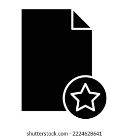 Paper glyph icon illustration with star. suitable for favorite icon, star. icon related to document, file. Simple vector design editable. Pixel perfect at 32 x 32