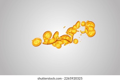 Paper Gold Confetti Vektor grauer Hintergrund. Metal Jackpot Fly Card. Shiny Coin Design. Reiche Geldflyer.
