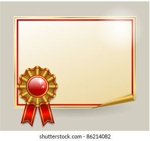 paper with golden badge vector